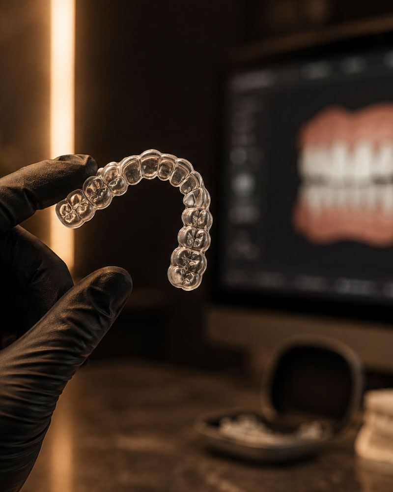 Paciente de Odonto Health utilizando alineadores transparentes